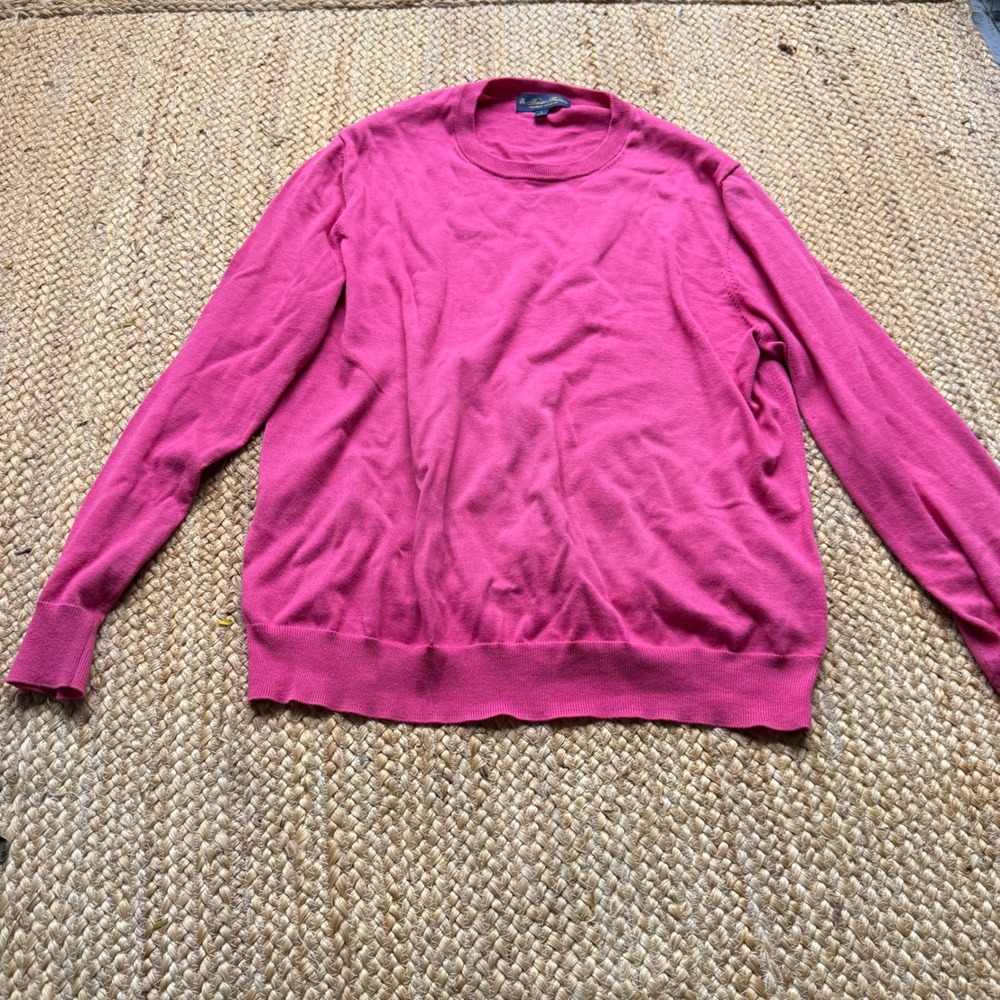 Brooks Brothers Pink Supima Cotton Crewneck Sweater Mens Large Pullover